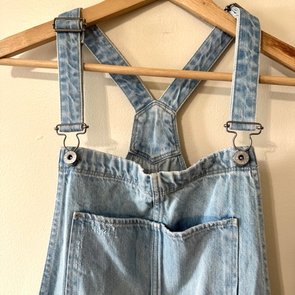 H&M Denim Overalls Long Pants Jean Distressed Knee patch 8 - Picture 5 of 9